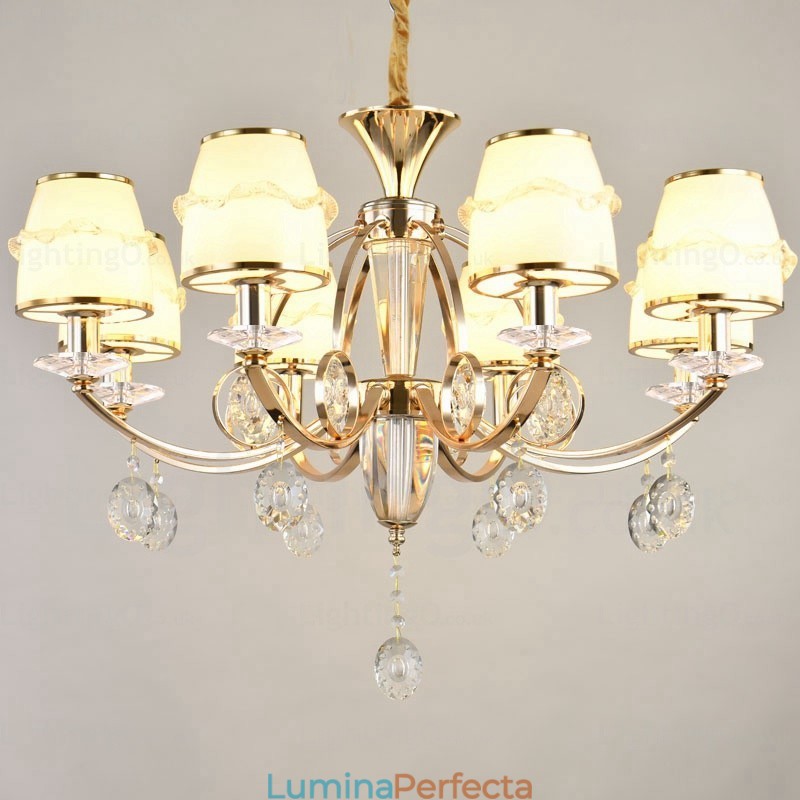Candelabru nordic cu 6 lumini cu abajur din sticlă