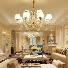 Candelabru nordic cu 6 lumini cu abajur din sticlă