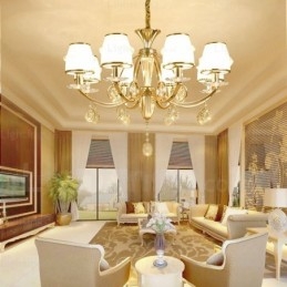 Candelabru nordic cu 6 lumini cu abajur din sticlă