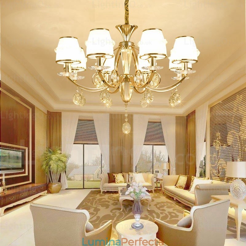 Candelabru nordic cu 6 lumini cu abajur din sticlă
