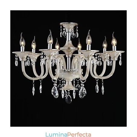 8 Lumini Stilul palatului Candelabru de sticla cu bec de lumanare 8 Lumini Stilul palatului Candelabru de sticla cu bec de lumanare