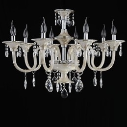 8 Lumini Stilul palatului Candelabru de sticla cu bec de lumanare