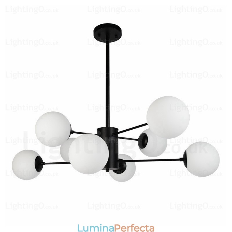 Candelabru contemporan modern cu 8 lumini cu abajur din sticlă