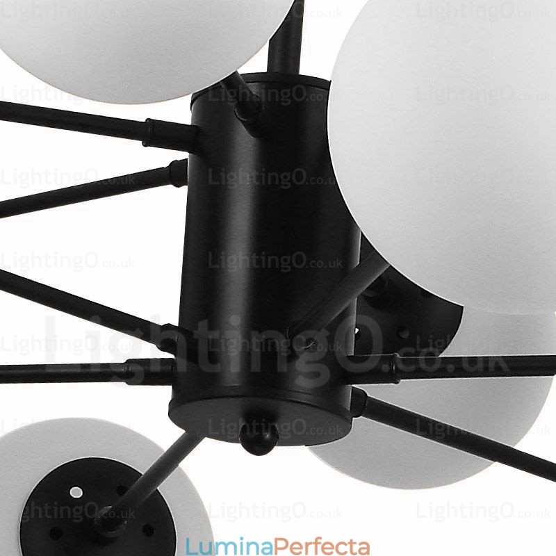 Candelabru contemporan modern cu 8 lumini cu abajur din sticlă