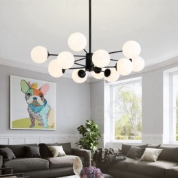 Candelabru nordic cu 12 lumini cu abajur din sticlă