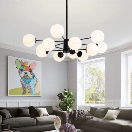 Candelabru nordic cu 12 lumini cu abajur din sticlă Candelabru nordic cu 12 lumini cu abajur din sticlă