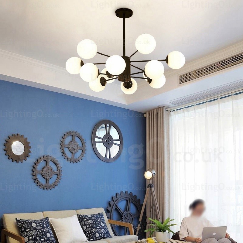 Candelabru nordic cu 12 lumini cu abajur din sticlă