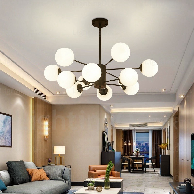 Candelabru nordic cu 12 lumini cu abajur din sticlă