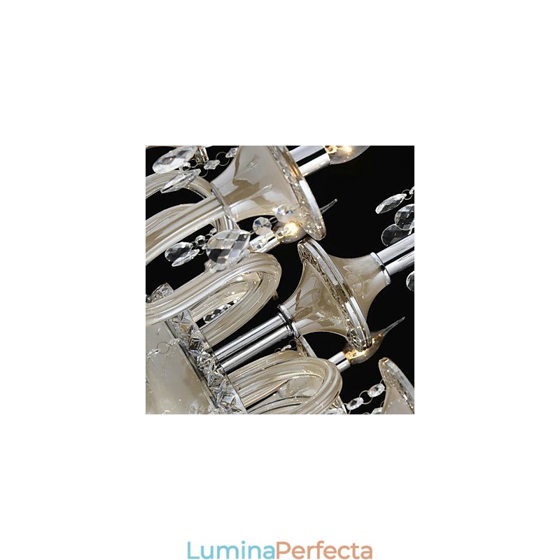 8 Lumini Stilul palatului Candelabru de sticla cu bec de lumanare