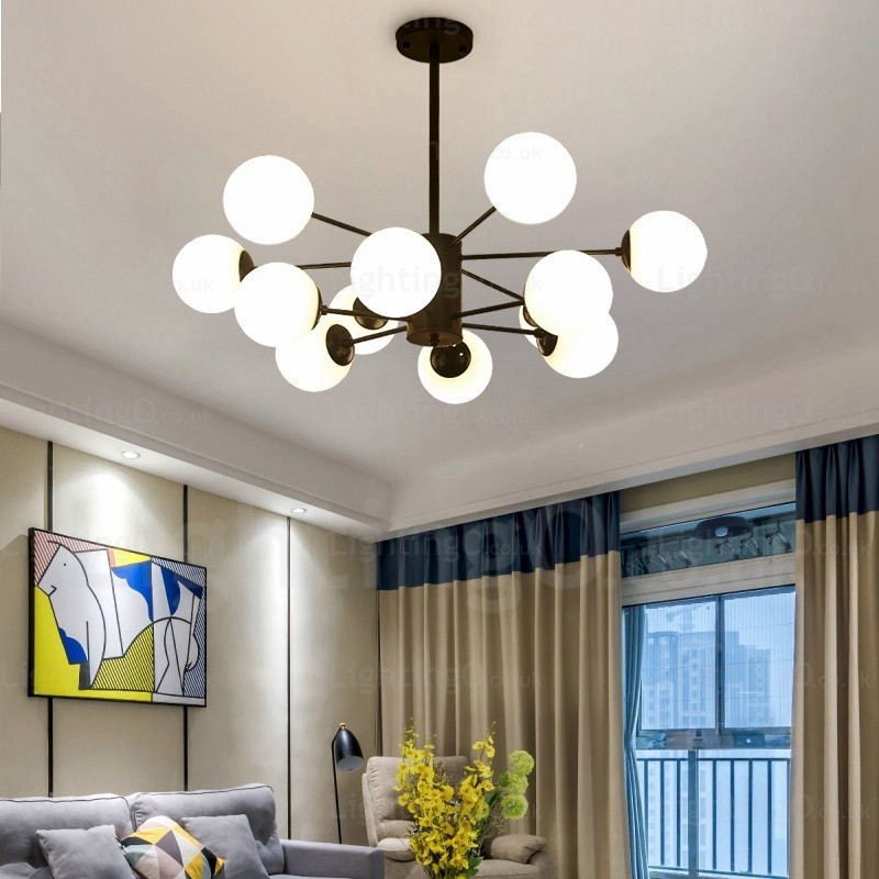 Candelabru nordic cu 12 lumini cu abajur din sticlă