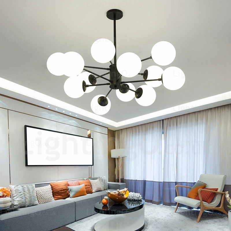 Candelabru nordic cu 12 lumini cu abajur din sticlă