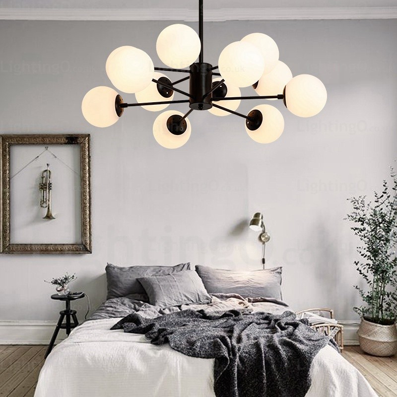 Candelabru nordic cu 12 lumini cu abajur din sticlă
