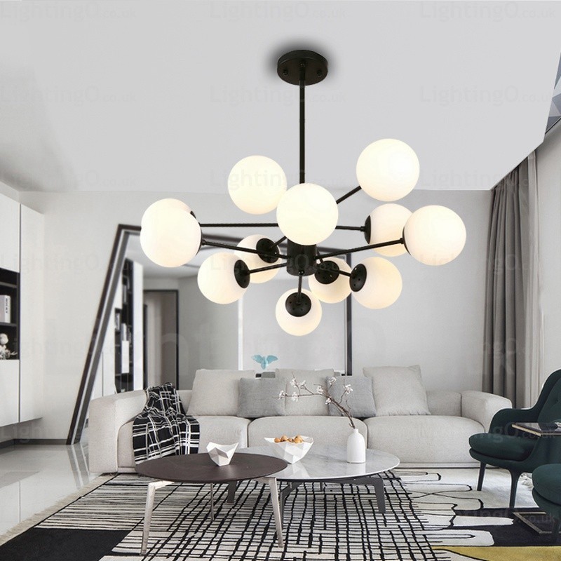 Candelabru nordic cu 12 lumini cu abajur din sticlă