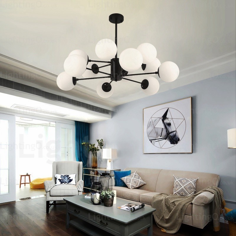 Candelabru nordic cu 12 lumini cu abajur din sticlă