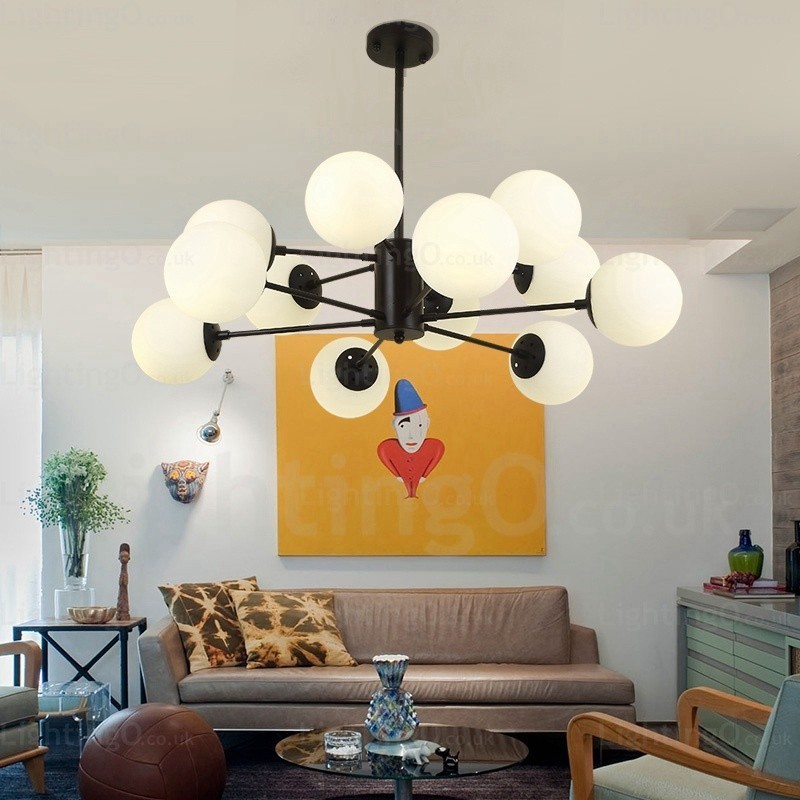 Candelabru nordic cu 12 lumini cu abajur din sticlă