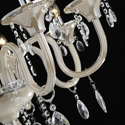 8 Lumini Stilul palatului Candelabru de sticla cu bec de lumanare