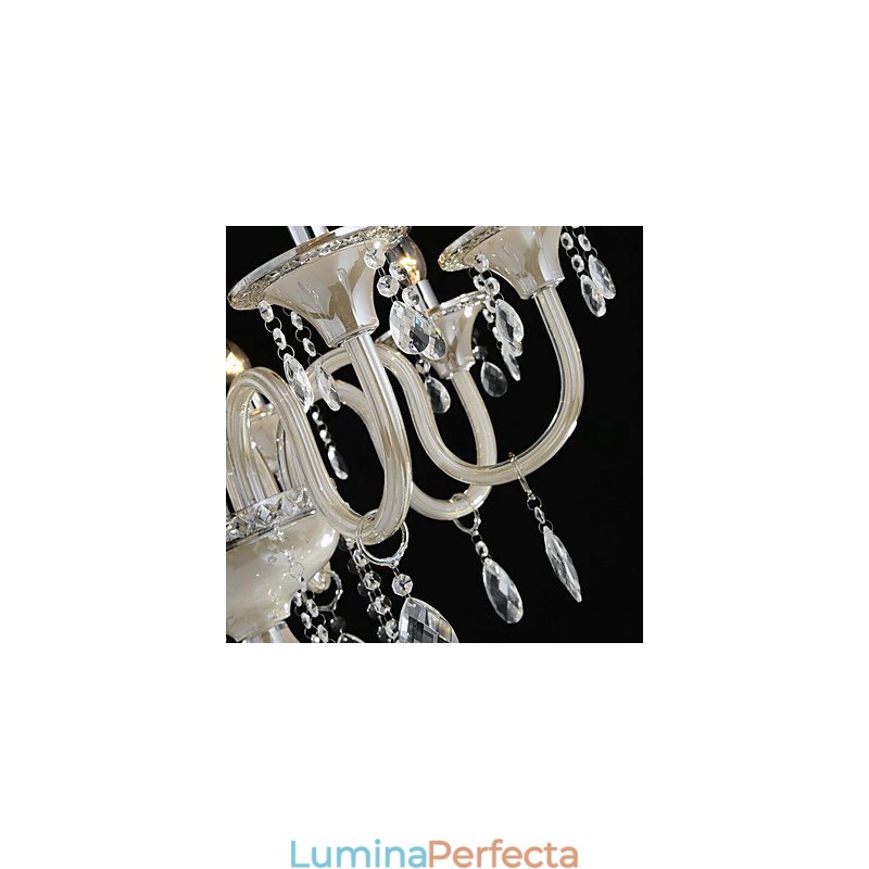 8 Lumini Stilul palatului Candelabru de sticla cu bec de lumanare