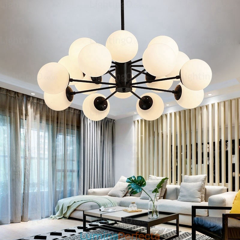 Candelabru nordic cu 16 lumini cu abajur din sticlă