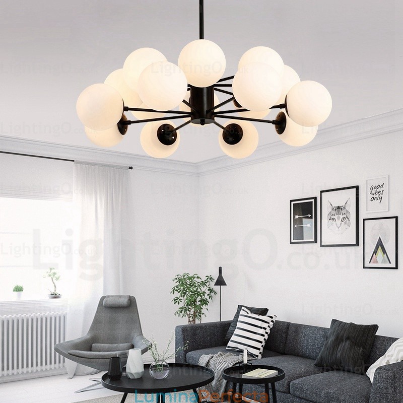 Candelabru nordic cu 16 lumini cu abajur din sticlă