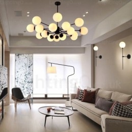 Candelabru nordic cu 16 lumini cu abajur din sticlă