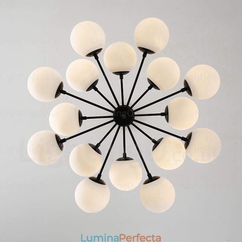 Candelabru nordic cu 16 lumini cu abajur din sticlă