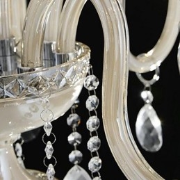 8 Lumini Stilul palatului Candelabru de sticla cu bec de lumanare