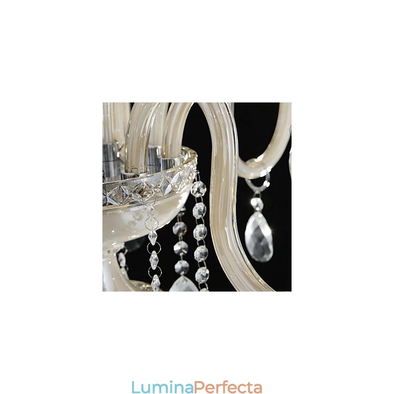 8 Lumini Stilul palatului Candelabru de sticla cu bec de lumanare