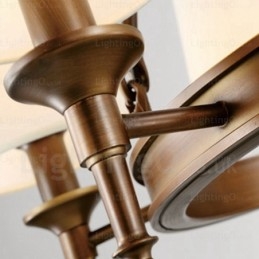 Lampă de suspendare rustică nordică cu 8 lumini cu abajur din material textil