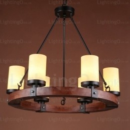 Lampă de suspendare rustică rustică cu 6 lumini cu abajur din sticlă