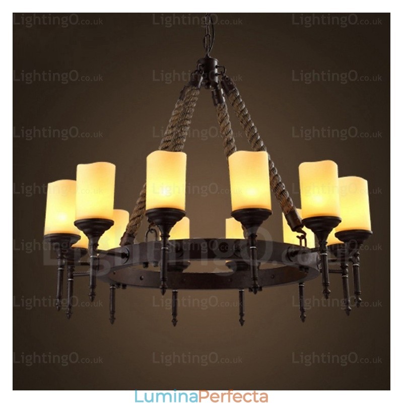 12 Lumini Country Rustic Vintage Retro Pandantiv cu Abajur din Sticlă