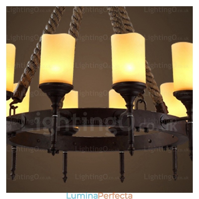 12 Lumini Country Rustic Vintage Retro Pandantiv cu Abajur din Sticlă