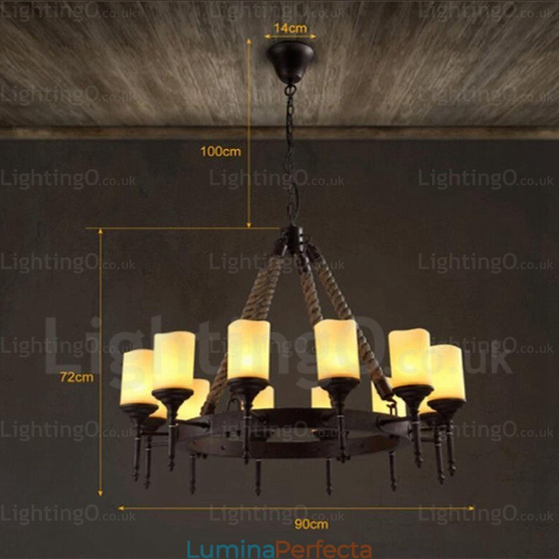 12 Lumini Country Rustic Vintage Retro Pandantiv cu Abajur din Sticlă