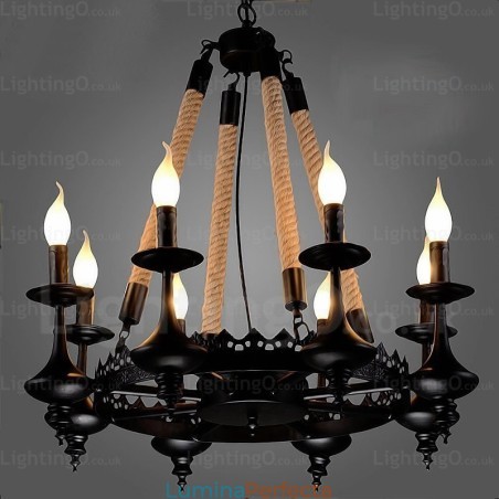Lampă rustică rustică cu 8 lumini Lampă rustică rustică cu 8 lumini
