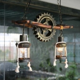 2 lumini Country Rustic Vintage Retro Pandantiv cu abajur din sticlă