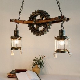 2 lumini Country Rustic Vintage Retro Pandantiv cu abajur din sticlă