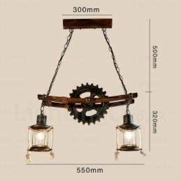 2 lumini Country Rustic Vintage Retro Pandantiv cu abajur din sticlă