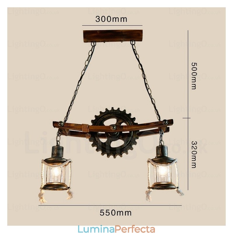 2 lumini Country Rustic Vintage Retro Pandantiv cu abajur din sticlă