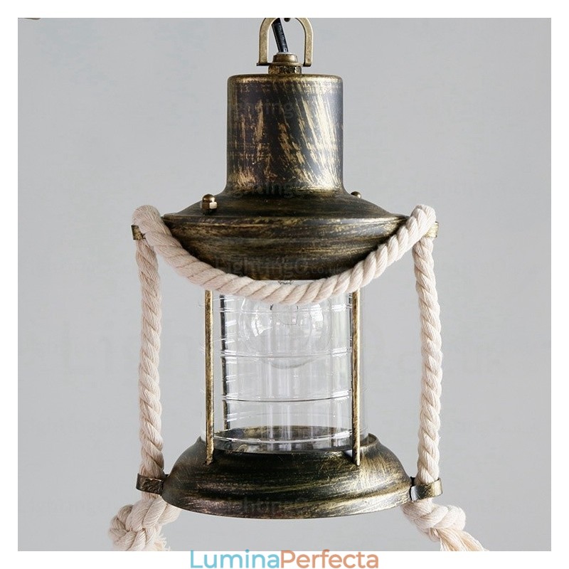 2 lumini Country Rustic Vintage Retro Pandantiv cu abajur din sticlă