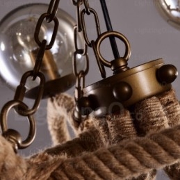 Lampă suspendată vintage retro cu 6 lumini cu abajur din sticlă