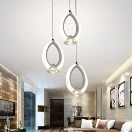 Lampă suspendată modernă contemporană cu 1 lumină, cu abajur de cristal