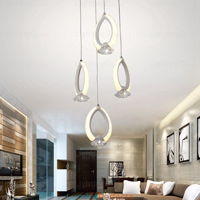 Lampă suspendată modernă contemporană cu 1 lumină, cu abajur de cristal