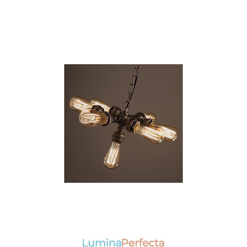 Rustic Lodge Vintage Candelabru din metal galvanizat