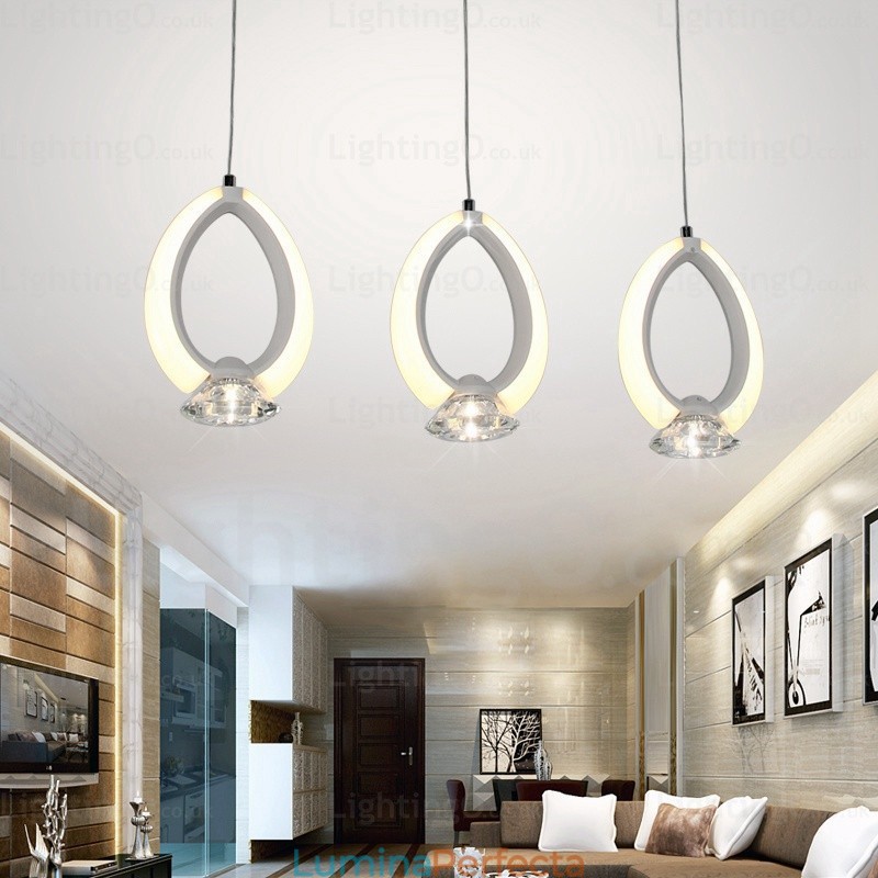 Lampă suspendată modernă contemporană cu 1 lumină, cu abajur de cristal