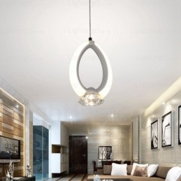 Lampă suspendată modernă contemporană cu 1 lumină, cu abajur de cristal