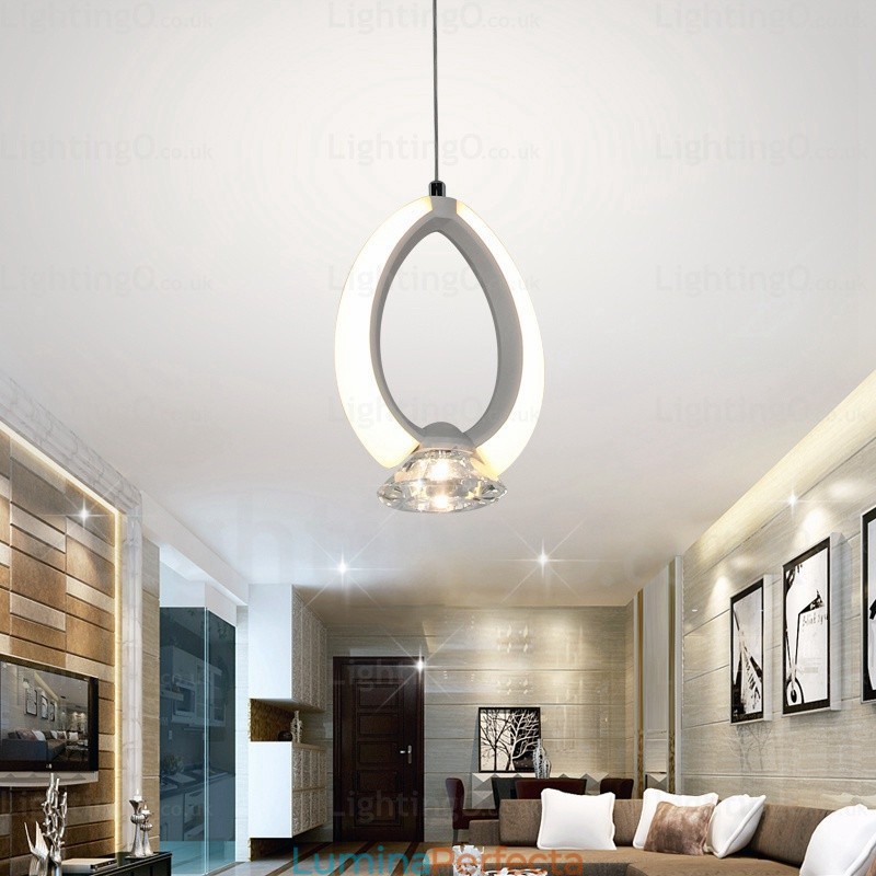Lampă suspendată modernă contemporană cu 1 lumină, cu abajur de cristal