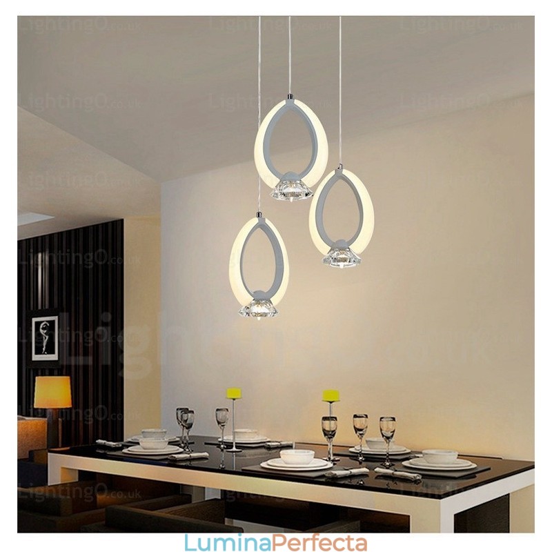 Lampă suspendată modernă contemporană cu 1 lumină, cu abajur de cristal