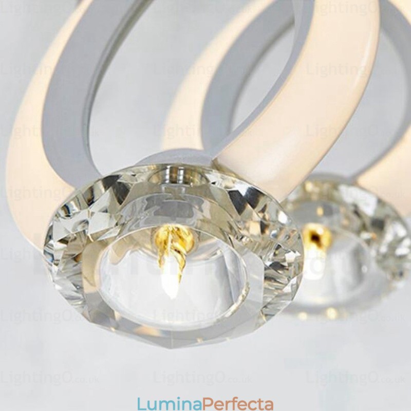 Lampă suspendată modernă contemporană cu 1 lumină, cu abajur de cristal