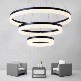 Lampă suspendată Wi Fi Smart Dimmable cu 3 inele, modernă și contemporană, cu abajur din acril