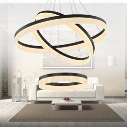 Lampă suspendată Wi Fi Smart Dimmable cu 3 inele, modernă și contemporană, cu abajur din acril