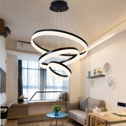 Lampă suspendată Wi Fi Smart Dimmable cu 3 inele, modernă și contemporană, cu abajur din acril